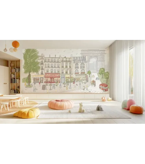 Le Petit Monde — French City Charm Wallpaper for Kids’ Rooms | Art Vision Decor