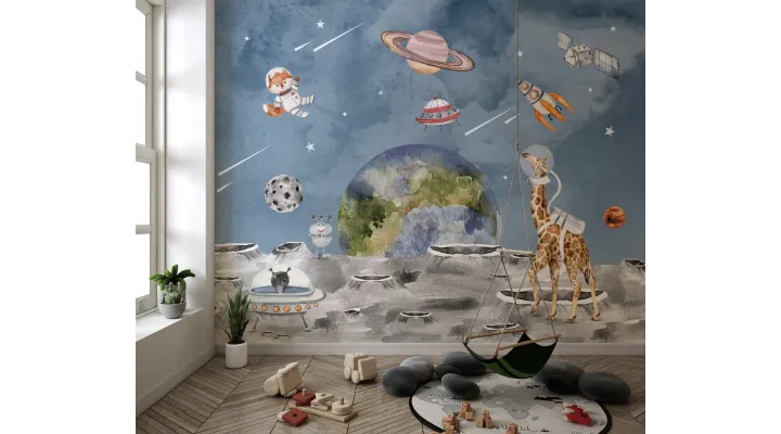 Cosmic Cadets – Fun Astronaut Wallpaper for Kids | Art Vision Decor