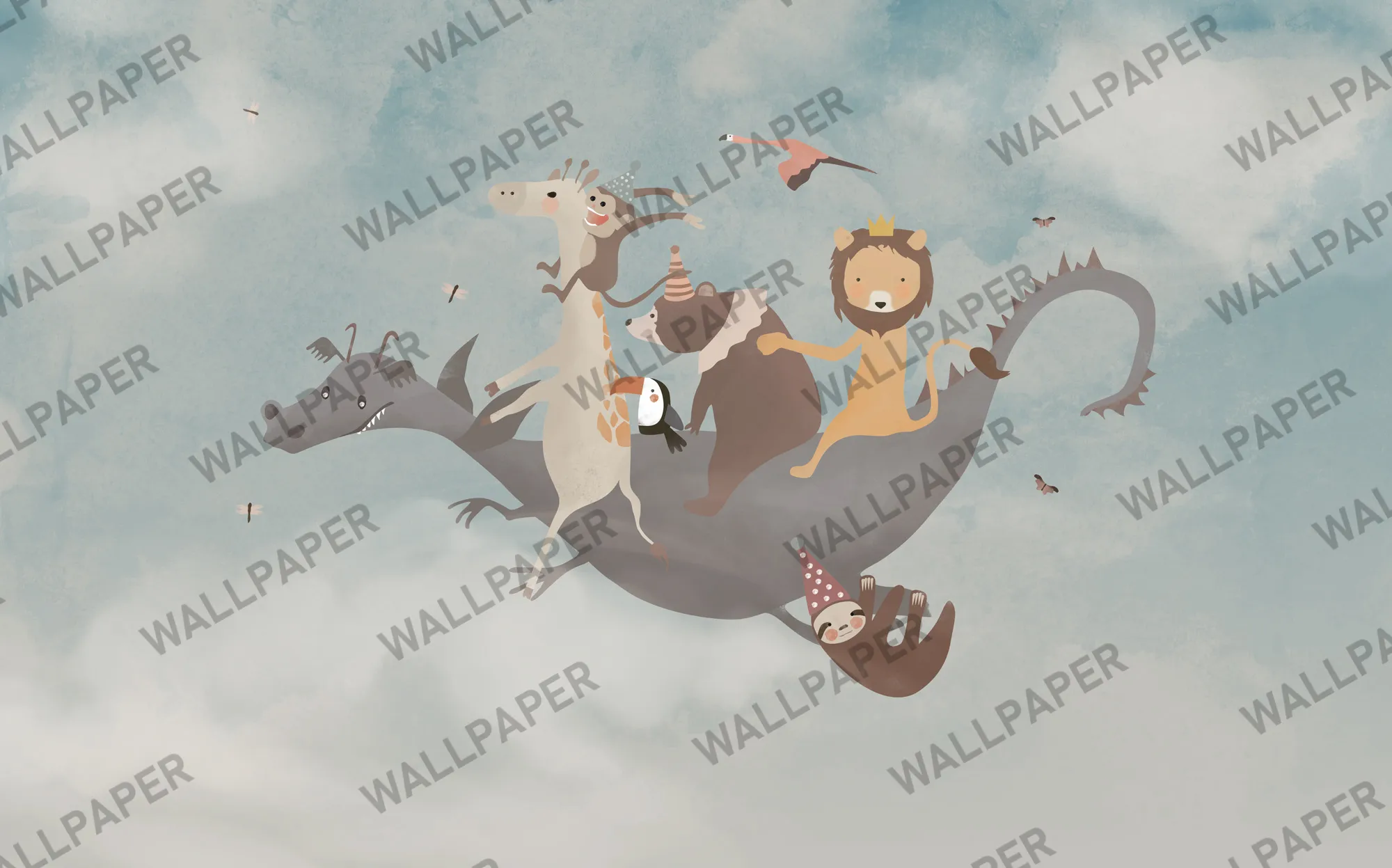 Fanny Fly – Whimsical Animal Adventure Wallpaper for Kids | Art Vision Decor