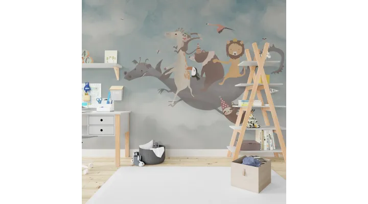 Fanny Fly – Whimsical Animal Adventure Wallpaper for Kids | Art Vision Decor