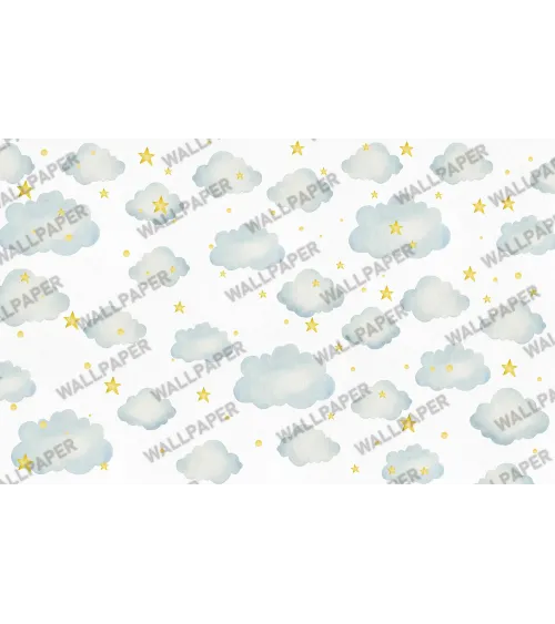 Dreamy Sky – Soft Clouds & Stars Kids' Wallpaper | Art Vision Decor