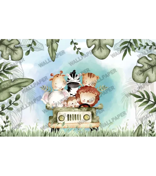 Little Safari Explorers – Cute Safari Animal Wallpaper | Art Vision Decor