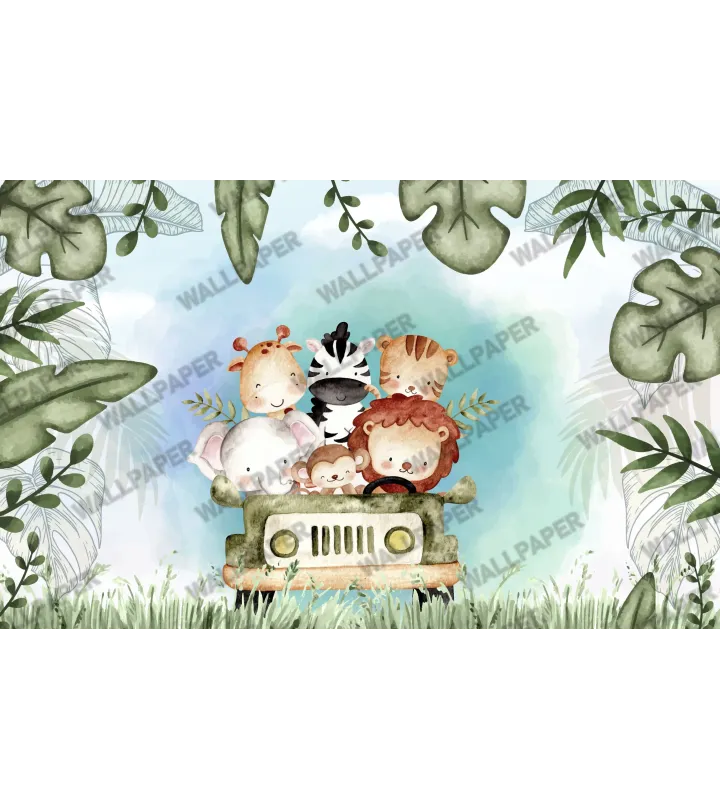 Little Safari Explorers – Cute Safari Animal Wallpaper | Art Vision Decor