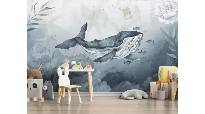 Ocean Majesty – Serene Whale Wallpaper | Art Vision Decor