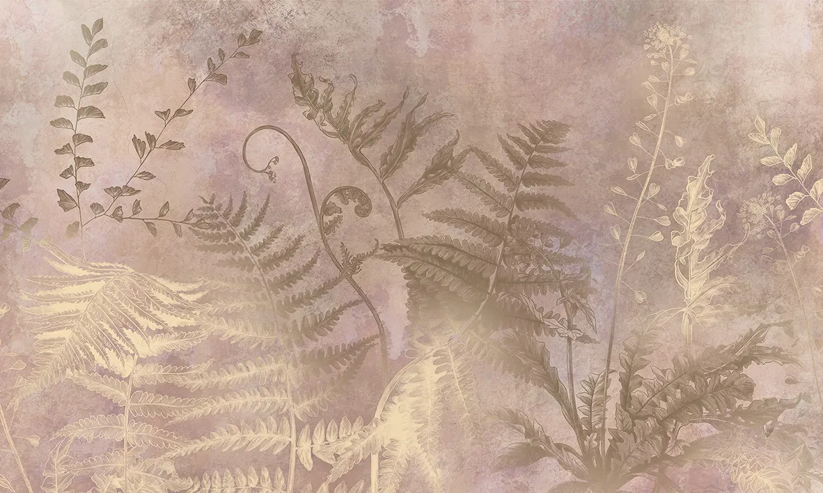 Botanical Haze – Seamless Designer Wallpaper with Ferns and Watercolor Background