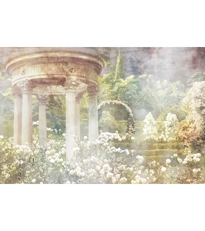 Garden of Serenity – Romantic Garden Mural Wallpaper with Classical Rotunda | ART VISION DECOR