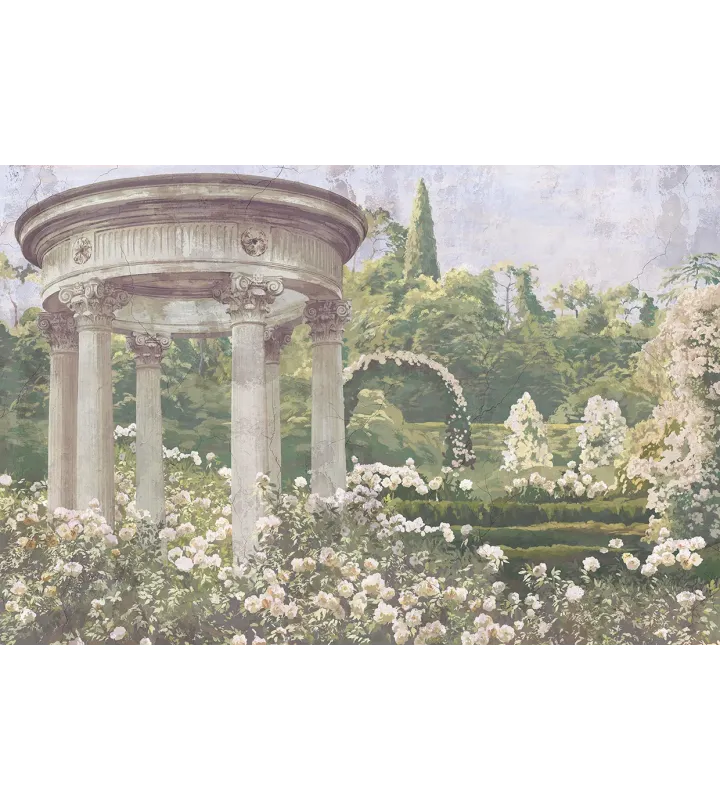 Garden of Serenity – Romantic Garden Mural Wallpaper with Classical Rotunda | ART VISION DECOR