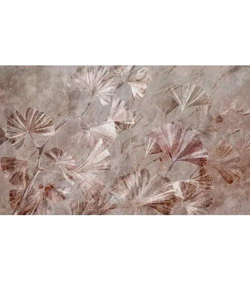 Marble Ginkgo – Designer Wallpaper with Ginkgo Leaves and Marble Texture