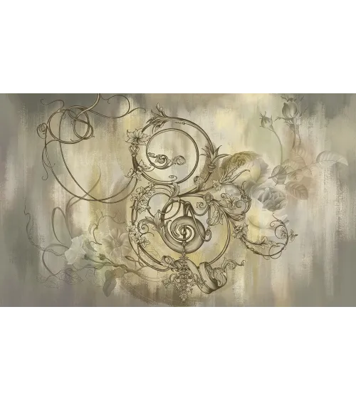 Noir Key – Dramatic Floral & Baroque Wallpaper with Vintage Key Motif