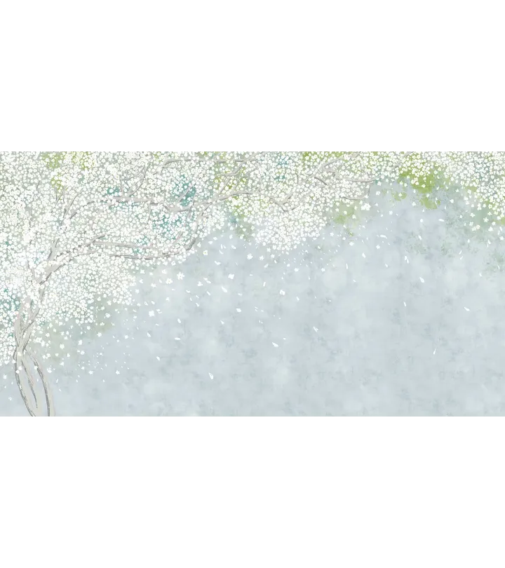 Blossom Drift – Spring Blossom Mural Wallpaper with Falling Petals