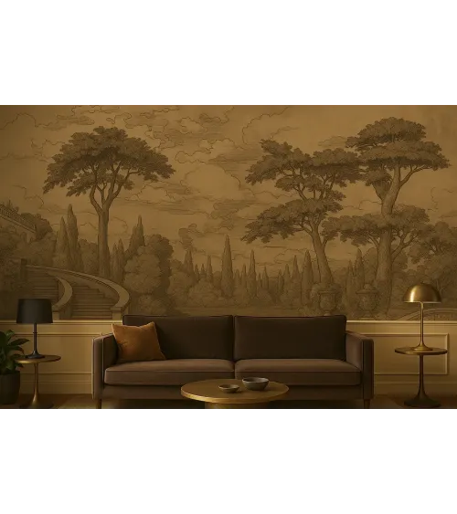 Timeless Estate – Panoramic Wallpaper with Architectural Garden Landscape