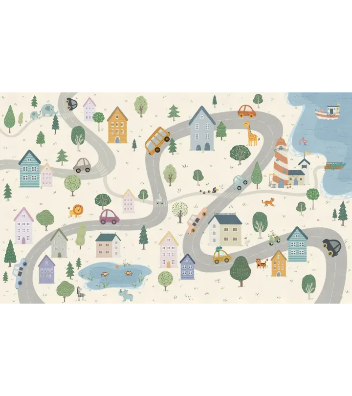 Ferrara – Playful City-Themed Kids Wallpaper | Seamless & Customizable