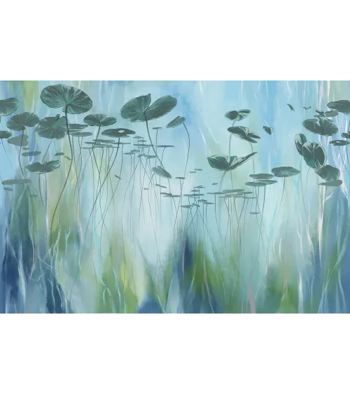 Silent Pond Botanical Mural Wallpaper – Tranquil Nature-Inspired Wall Art | Art Vision Decor