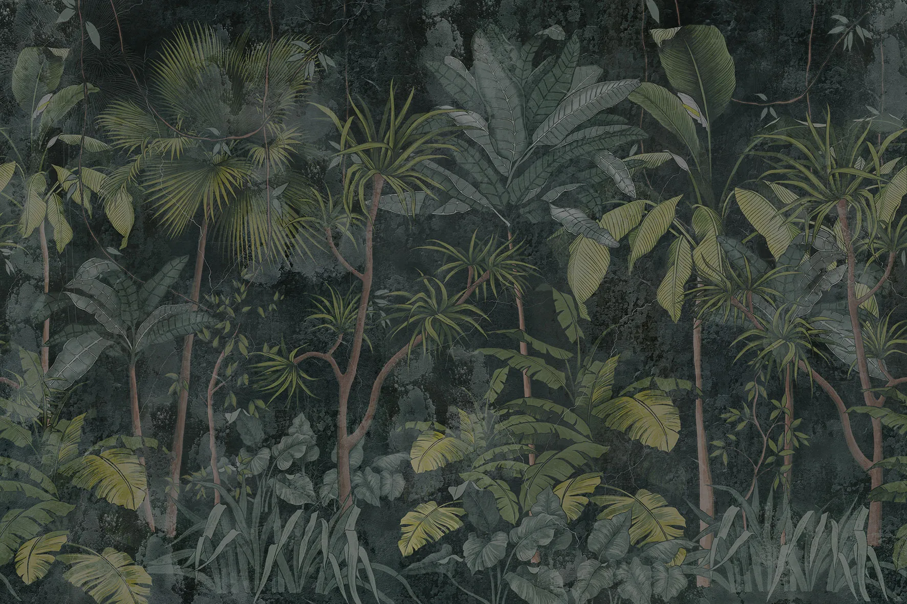 Urban Jungle — Tropical Wallpaper with Concrete Texture | Art Vision Decor