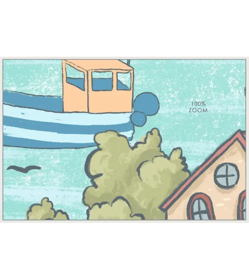 Sailing Town – Kids Wallpaper with Seaside Landscape and Sailboats | Art Vision Decor