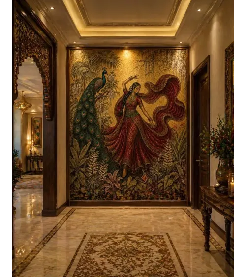 Maharani's Paradise Custom Wallpaper Mural | Luxury Peacock Wall Mural