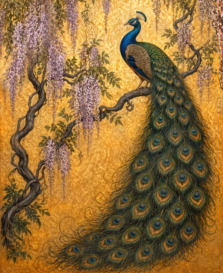 Peacock Wallpaper Mural | Luxury Indian Inspired Wall Mural | Maharanis Paradise