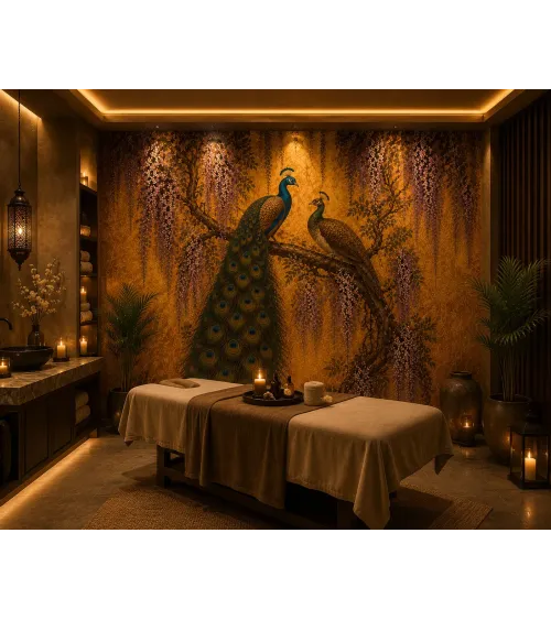 Royal Peacock Wallpaper Mural | Luxury Indian Wall Mural | Maharanis Paradise Collection
