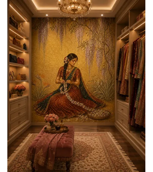 Maharani's Paradise 4 Luxury Indian Wallpaper Mural for Bedrooms Spa and Dressing Rooms