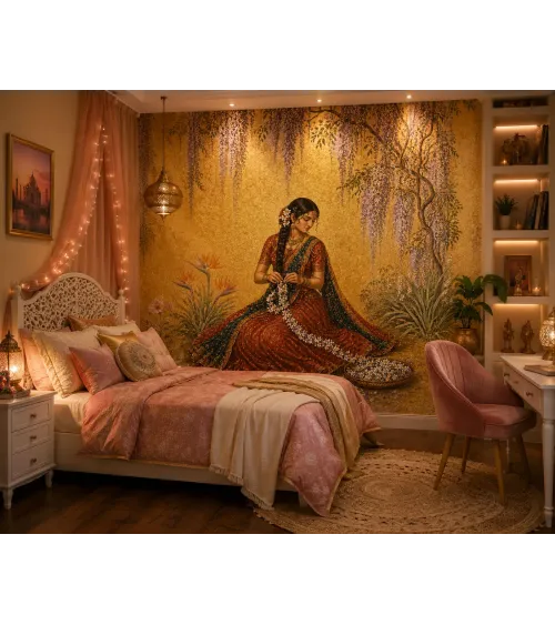 Maharani's Paradise 4 Luxury Indian Wallpaper Mural for Bedrooms Spa and Dressing Rooms