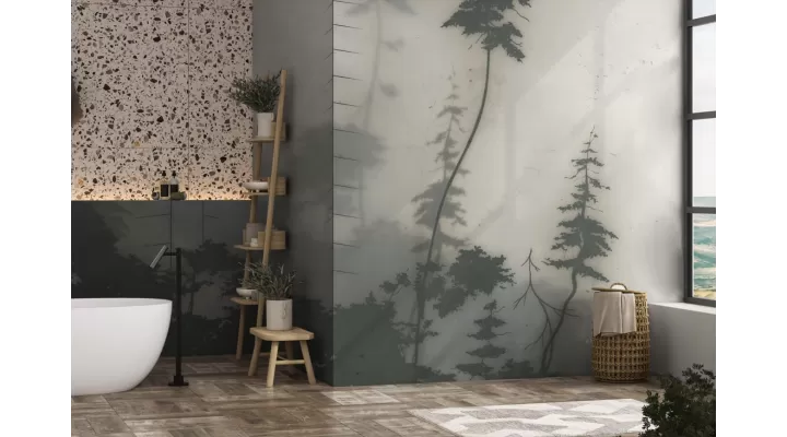 Mystical Forest: Foggy Forest Wallpaper with Tall Spruces