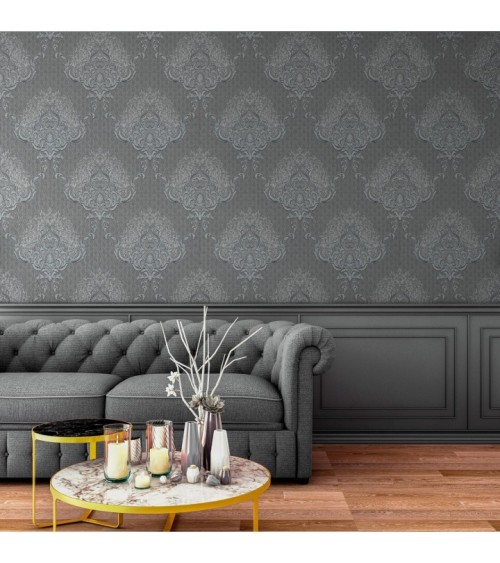 Vinyl Foam wallpaper on non-woven base Vinil Damir DHV-1486/6 Dark Gray 10,05 x 1,06 m