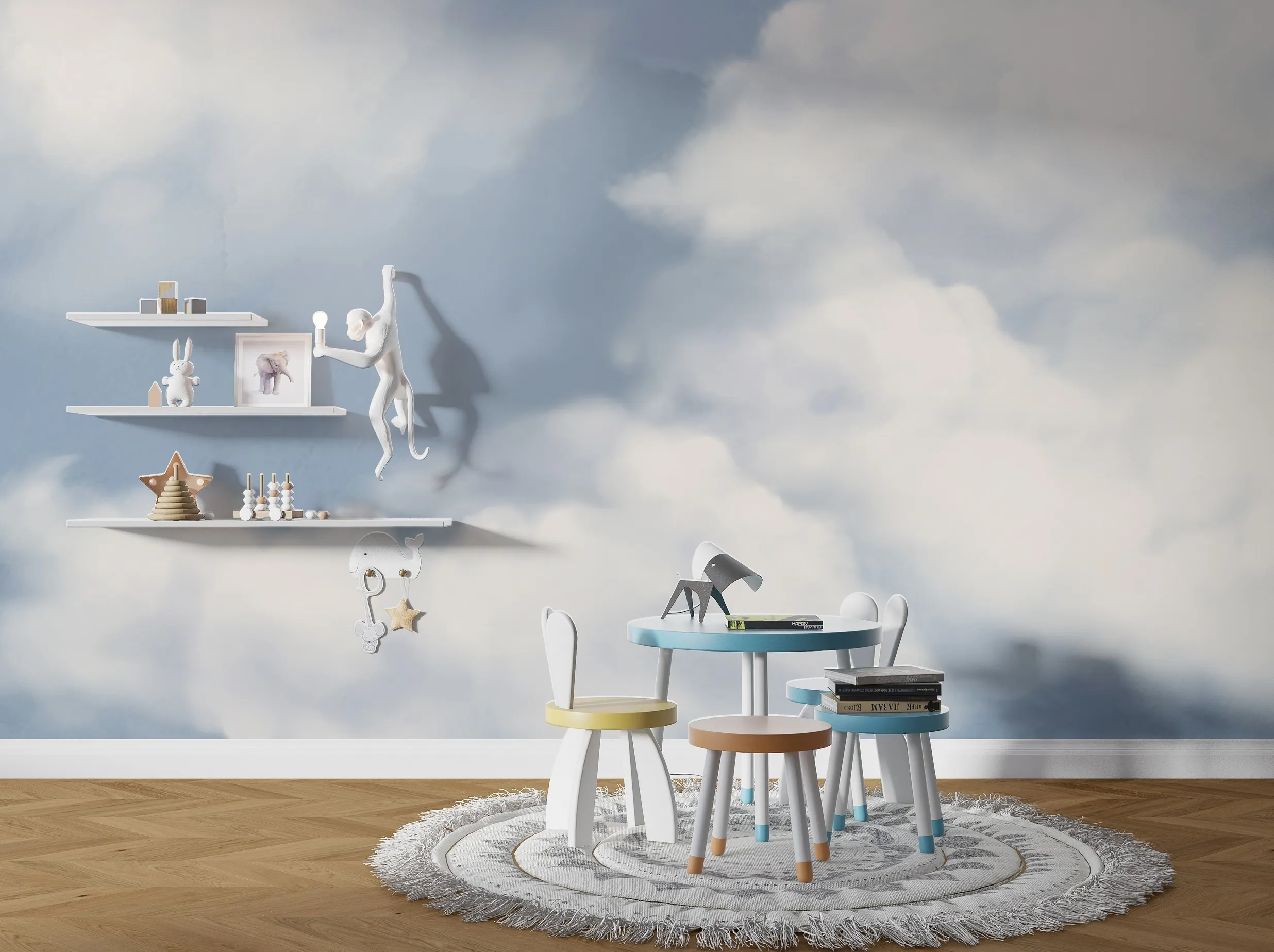 Sky Dreams – Soft Cloud Wide-Format Wallpaper for Kids' Rooms