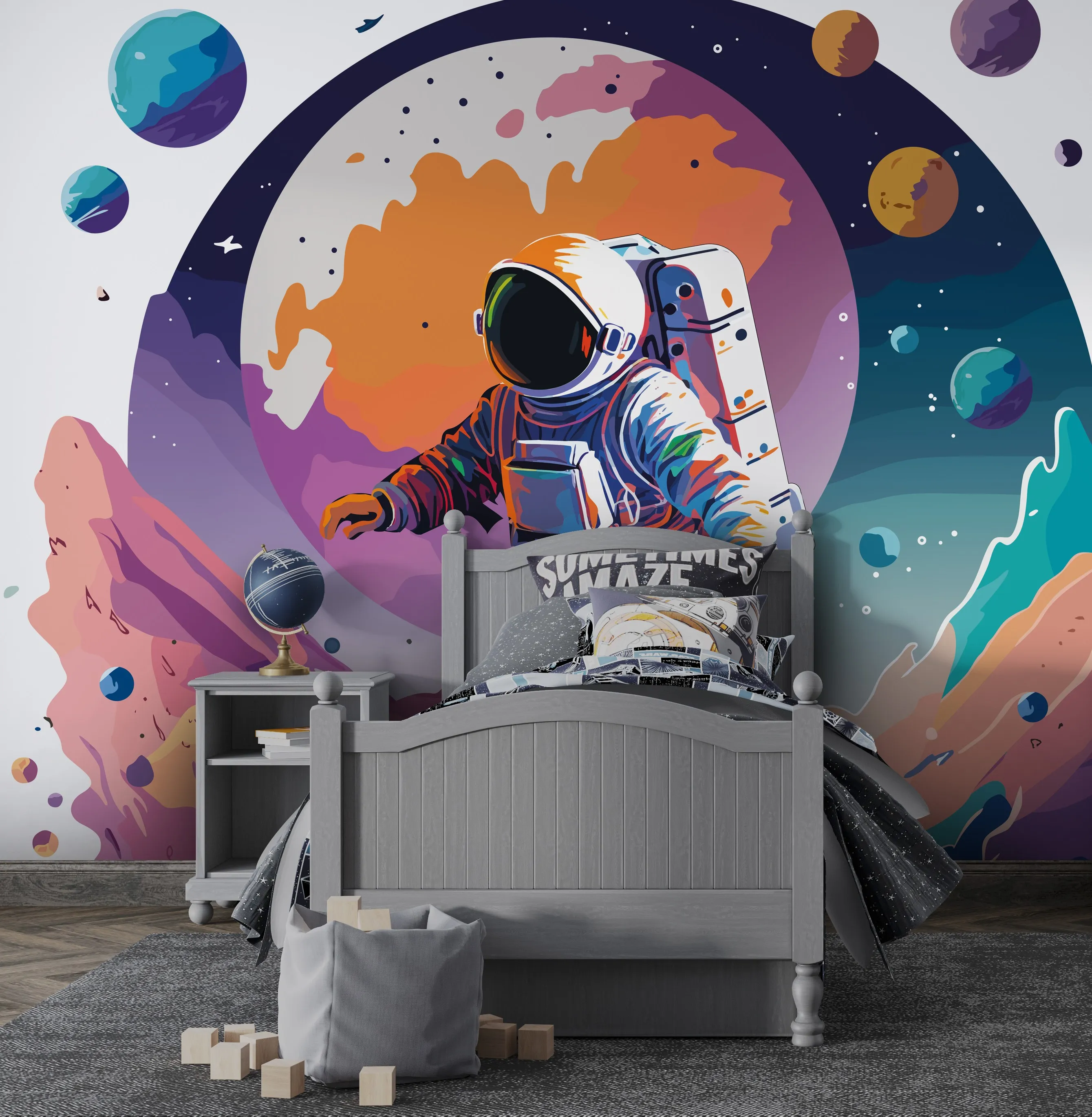 Cosmic Odyssey – Stunning Space Wallpaper for Kids | Art Vision Decor