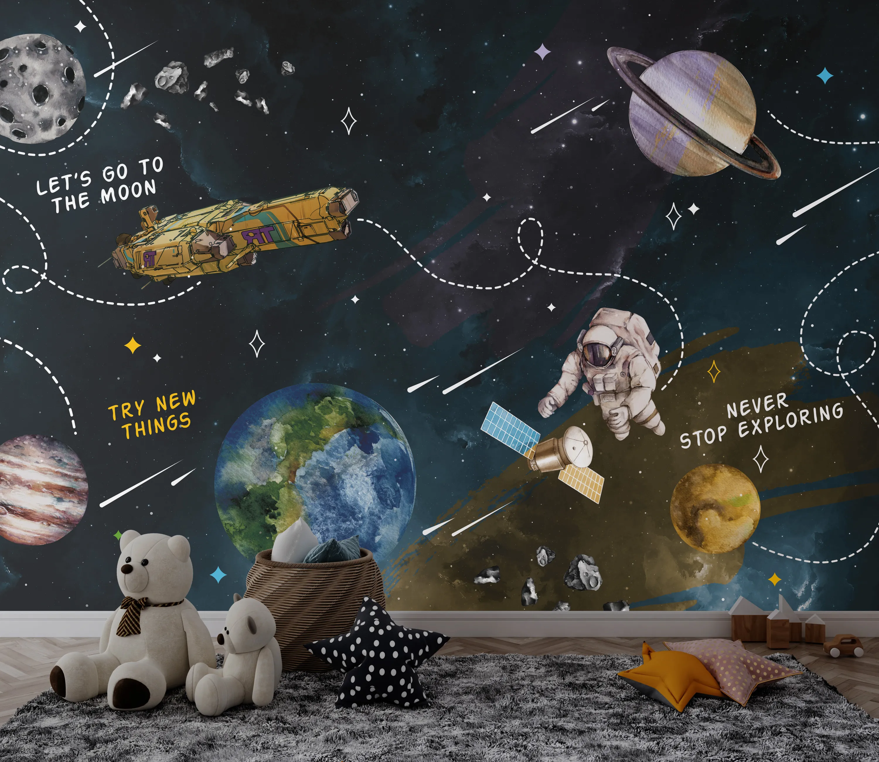 Gravity Explorer – Fun & Educational Space Wallpaper | Art Vision Decor