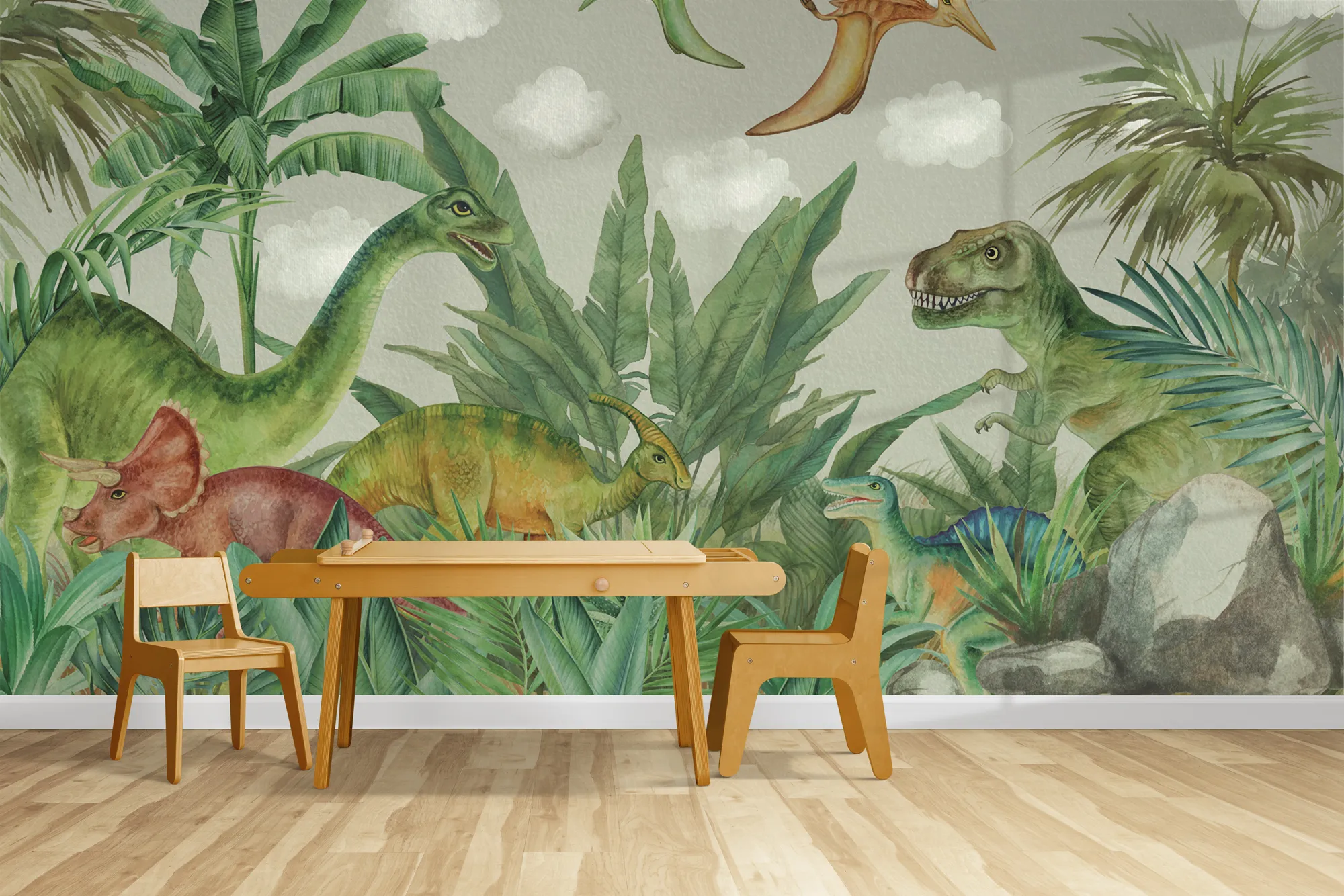 Jurassic Jungle – Dinosaur Wallpaper for Kids | Art Vision Decor