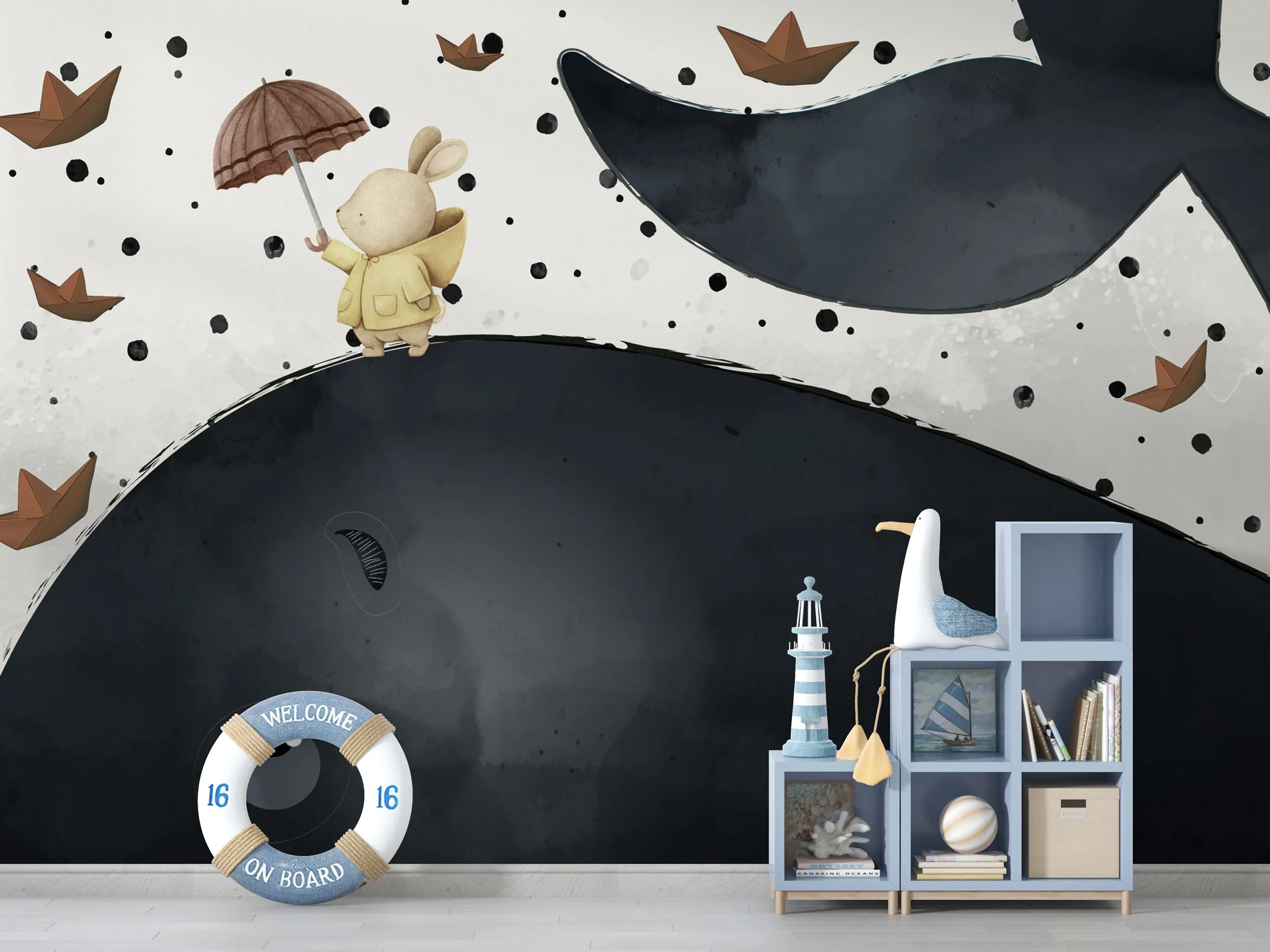Voyage on the Whale’s Back – Dreamy Kids Room Wallpaper