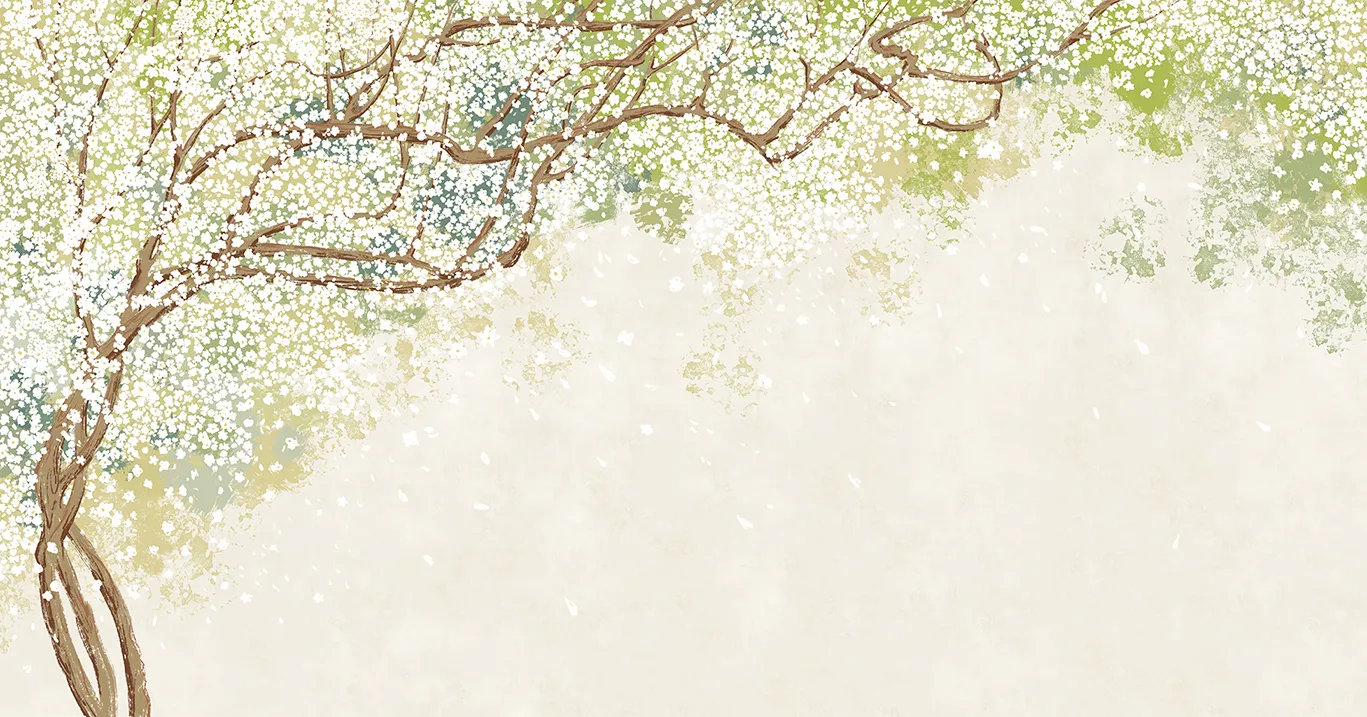 Blossom Drift – Spring Blossom Mural Wallpaper with Falling Petals