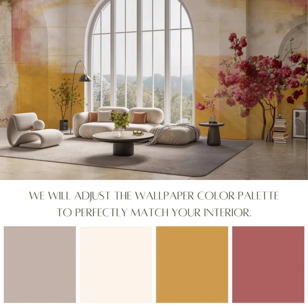 Monica Floral Sunrise Mural Wallpaper – Custom Seamless Design | Art Vision Decor