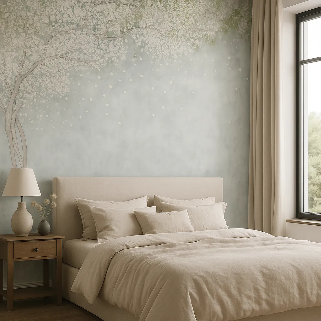 Blossom Drift – Spring Blossom Mural Wallpaper with Falling Petals