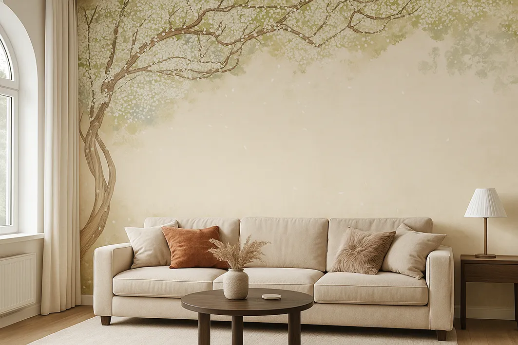 Blossom Drift – Spring Blossom Mural Wallpaper with Falling Petals