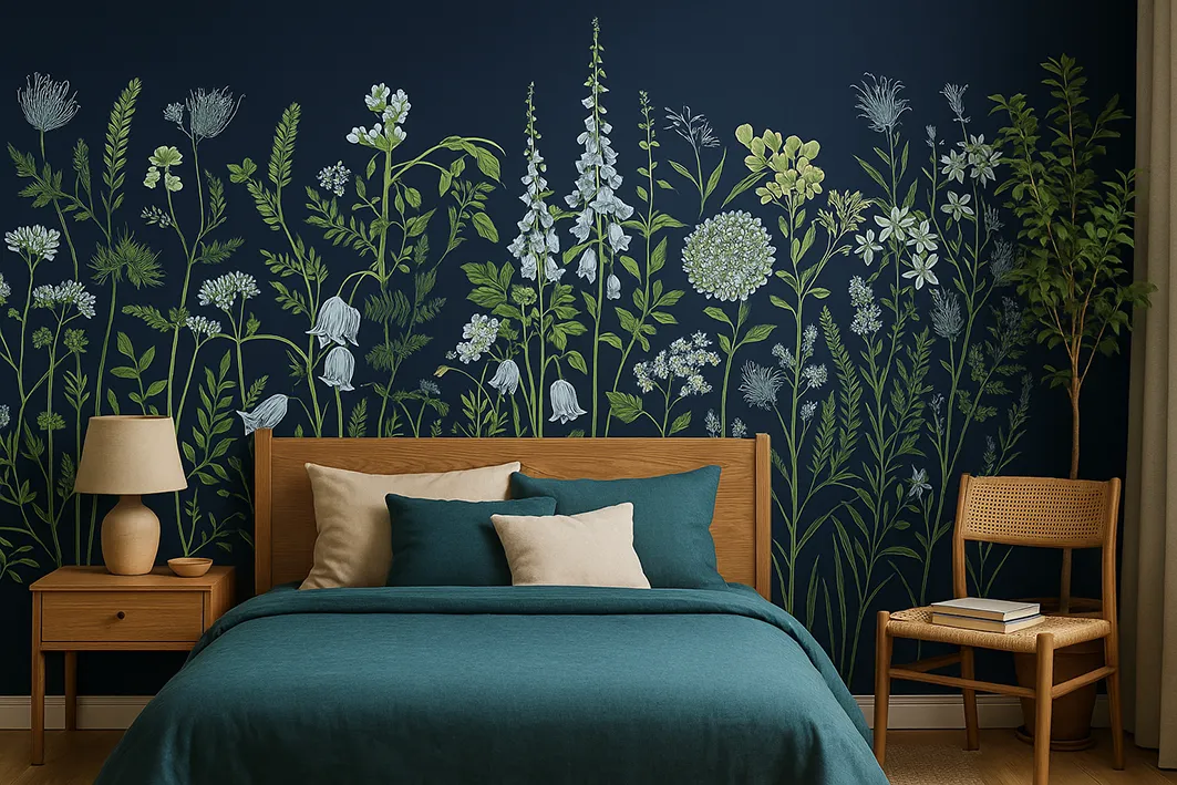 Wild Meadow 2 – Wallpaper with Botanical Illustrations of Wildflowers | ART VISION DECOR
