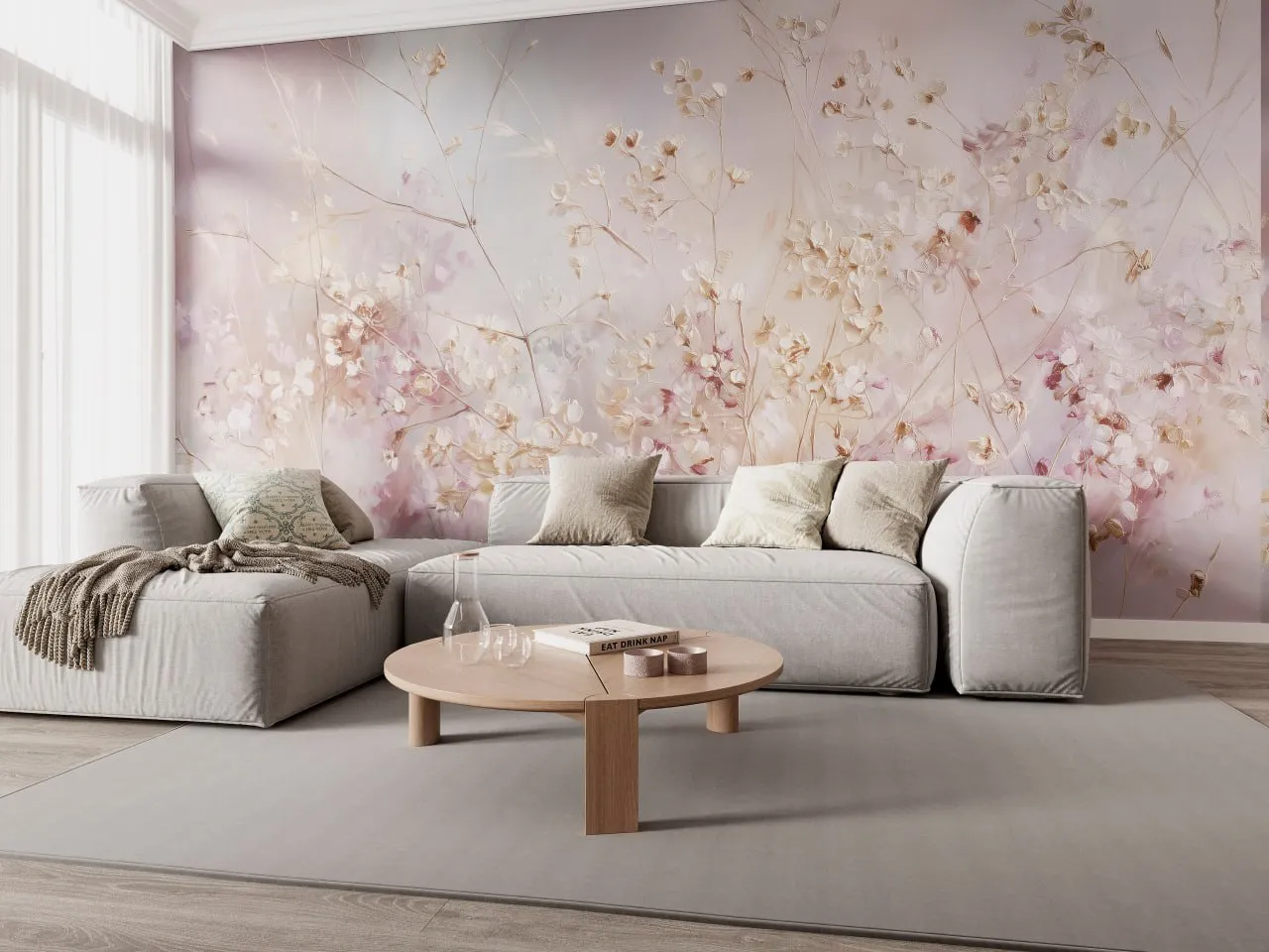 Lunaria – Pastel Dried Flower Wallpaper Mural | Art Vision Decor