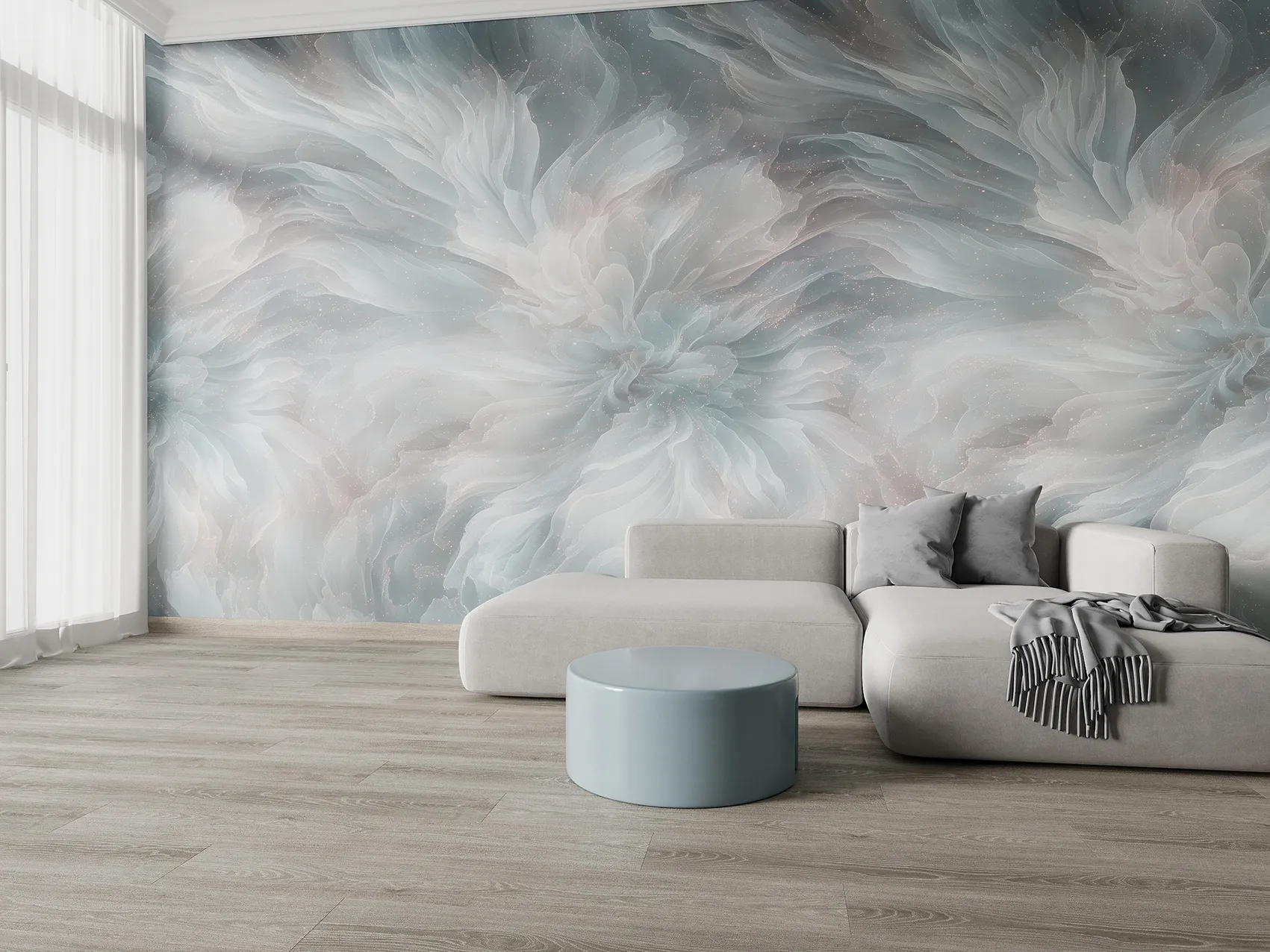 Celestial Petals – Seamless Wallpaper with Ethereal Bloom Design | Art Vision Decor