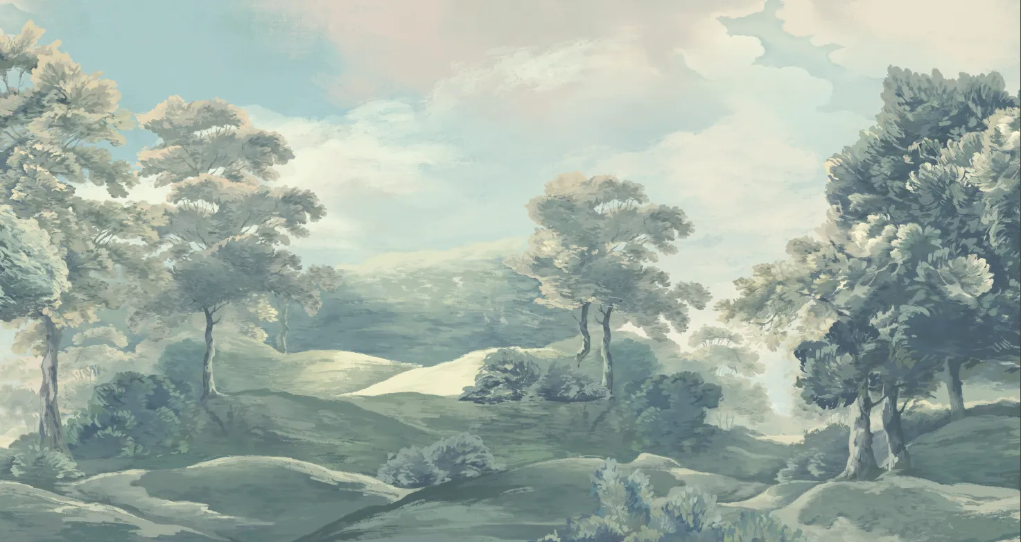 Mist Valley Daydream Seamless Wallpaper | Luxury Earth-Tone Wall Design by Art Vision Decor