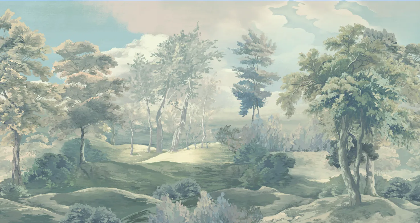 Mist Valley Daydream Seamless Wallpaper | Luxury Earth-Tone Wall Design by Art Vision Decor