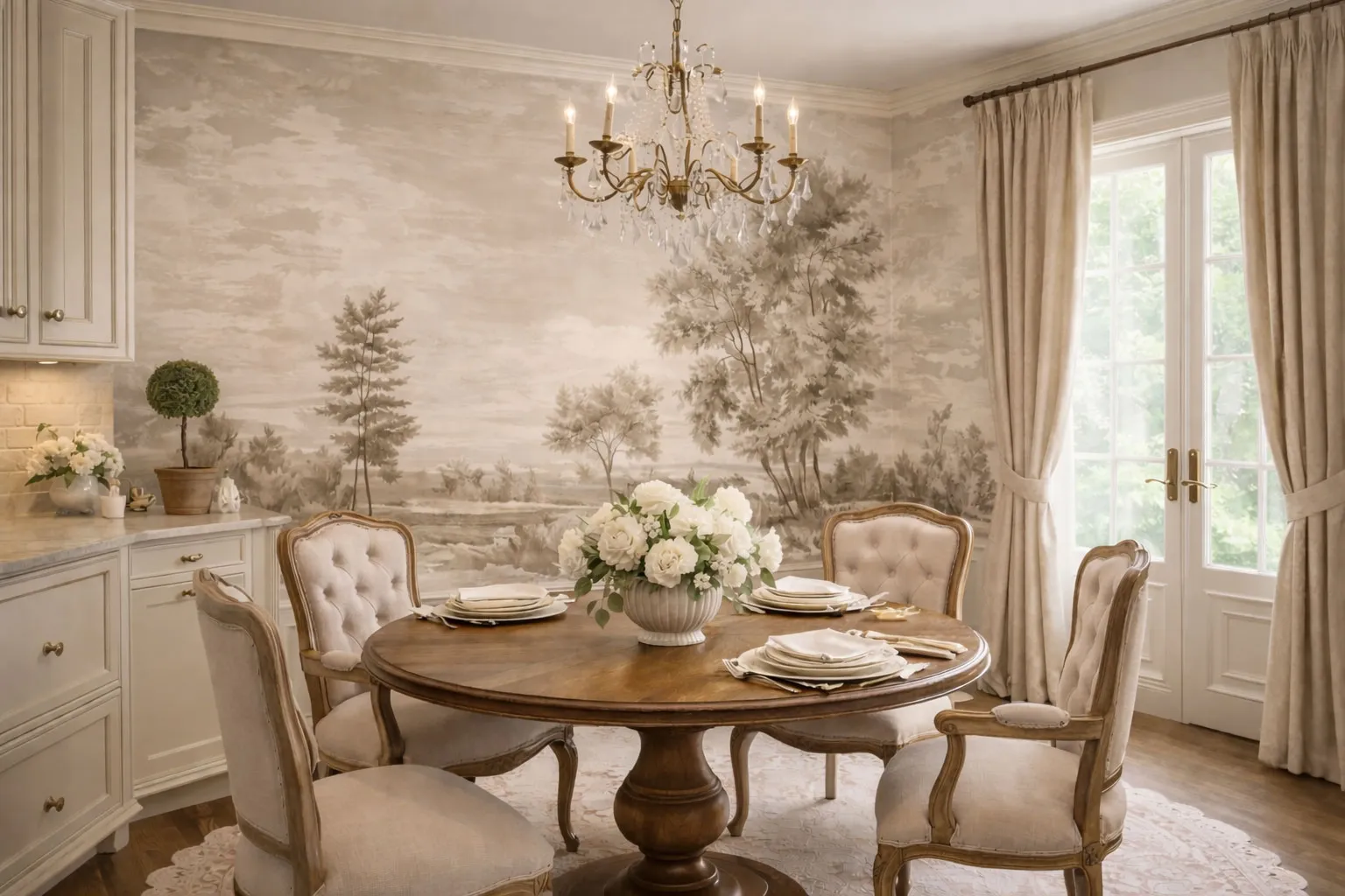 Breath of Mist Custom Scenic Wallpaper | Sepia Landscape Wall Mural from Art Vision Decor