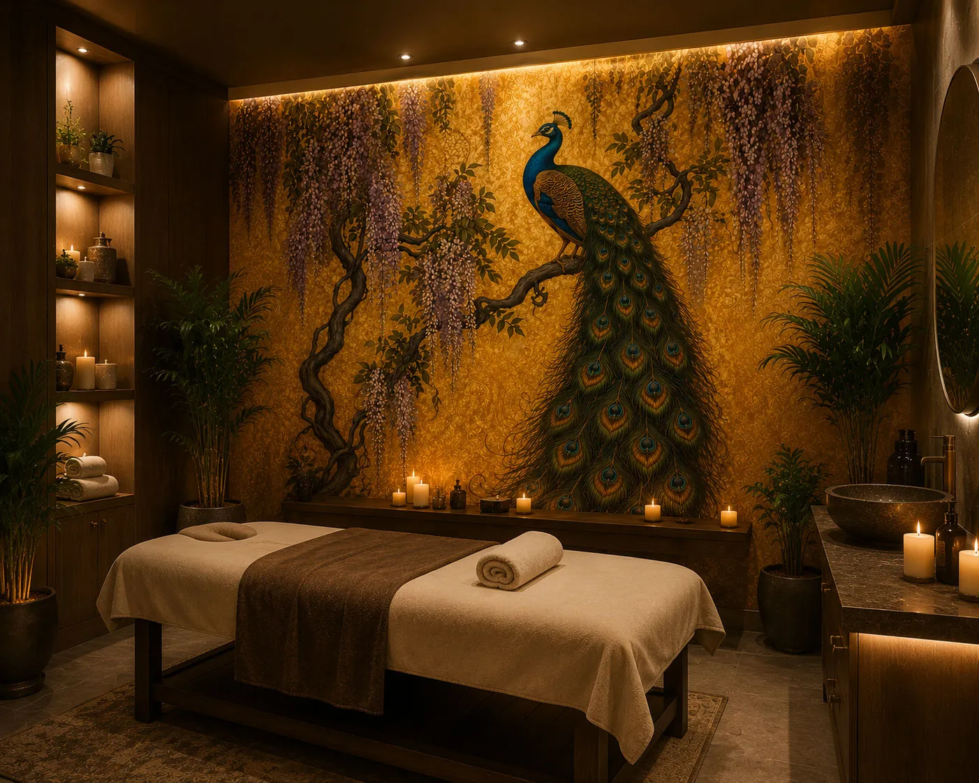 Peacock Wallpaper Mural | Luxury Indian Inspired Wall Mural | Maharanis Paradise