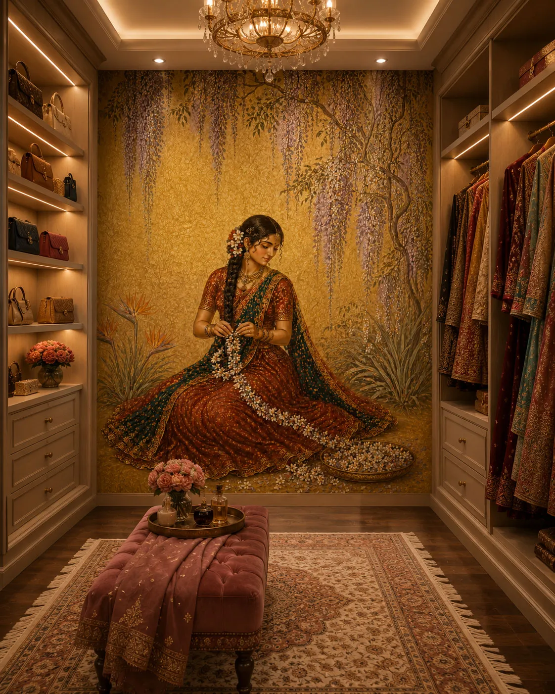 Maharani's Paradise 4 Luxury Indian Wallpaper Mural for Bedrooms Spa and Dressing Rooms