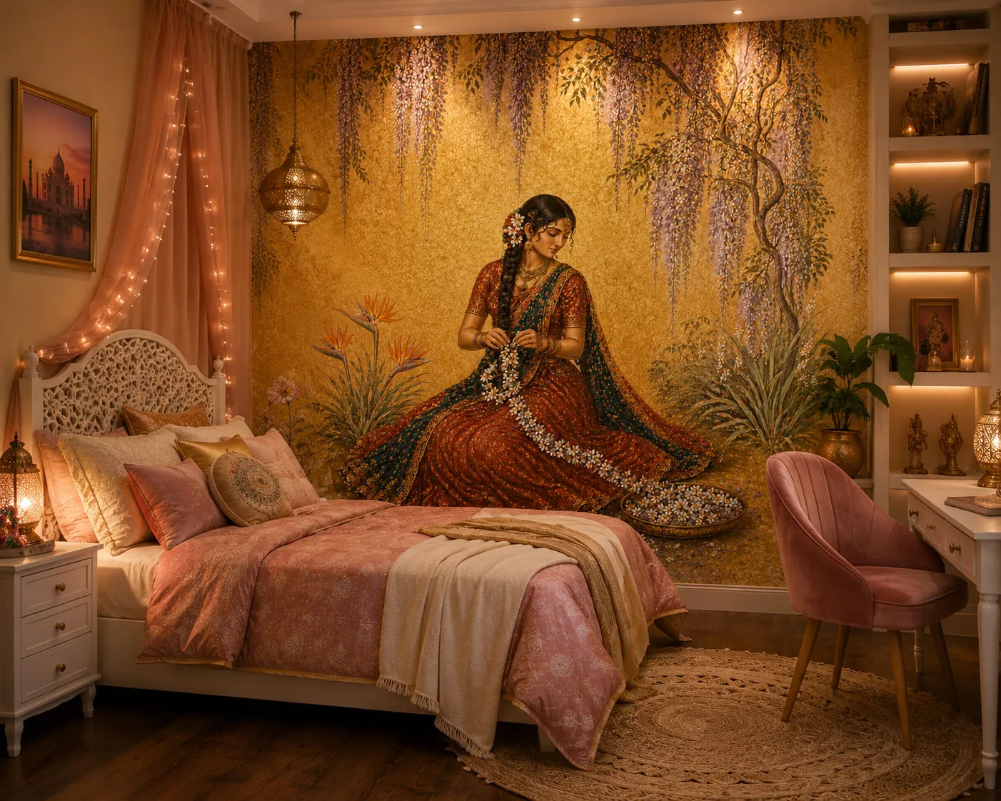 Maharani's Paradise 4 Luxury Indian Wallpaper Mural for Bedrooms Spa and Dressing Rooms