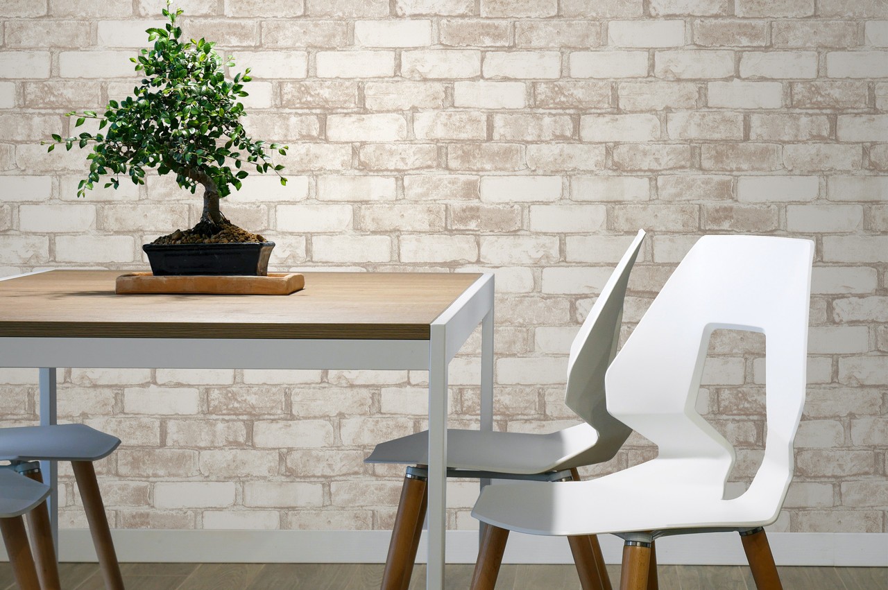 Hot Embossed wallpaper on Non-Woven Base Vinil Brick SHT 1-1358 Light Gray 10,05 x 1,06 m