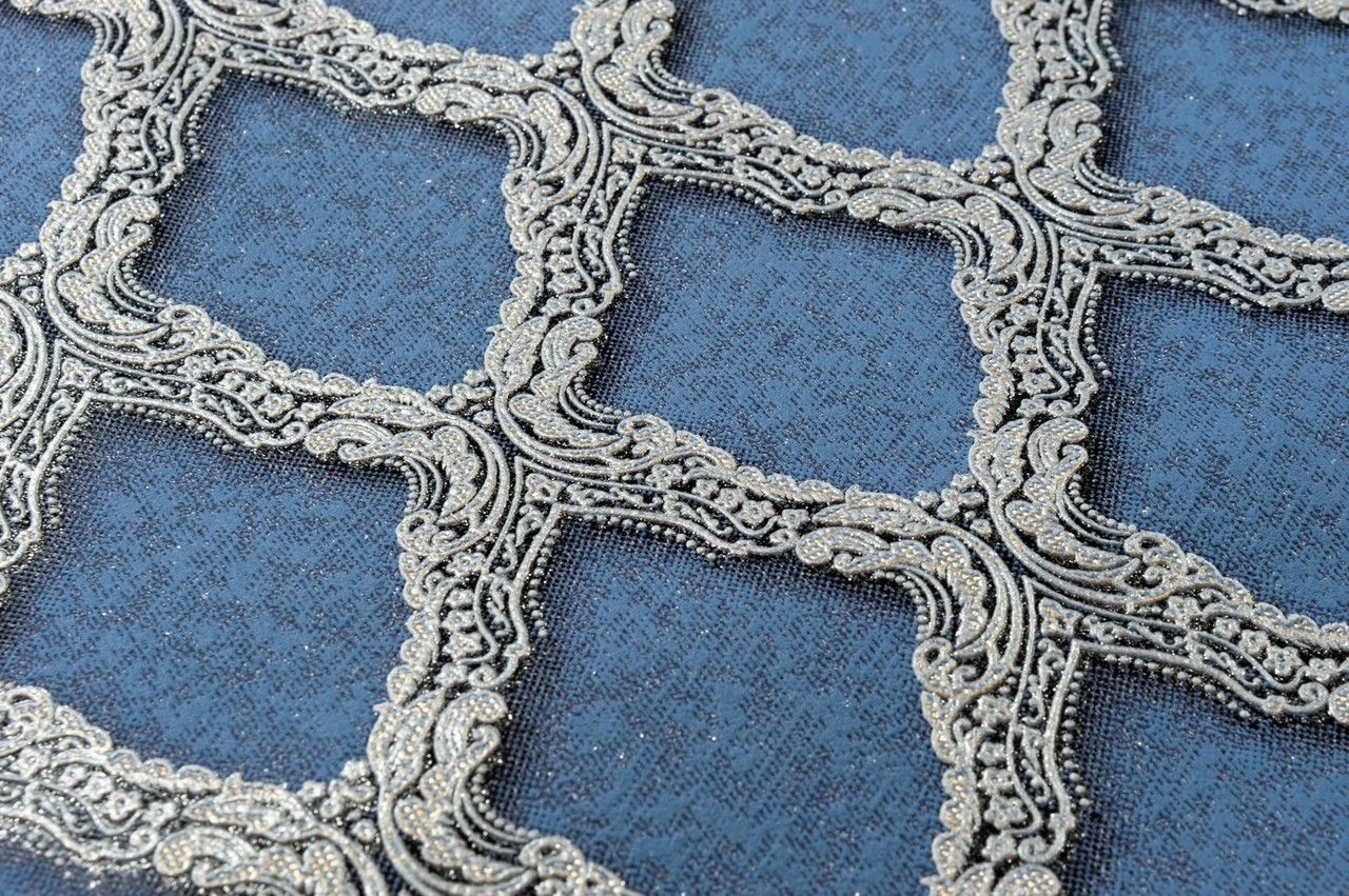 Vinyl Foam wallpaper on non-woven base Vinil CHARLOTTE DHV-1197/7 blue 10,05 x 1,06 m