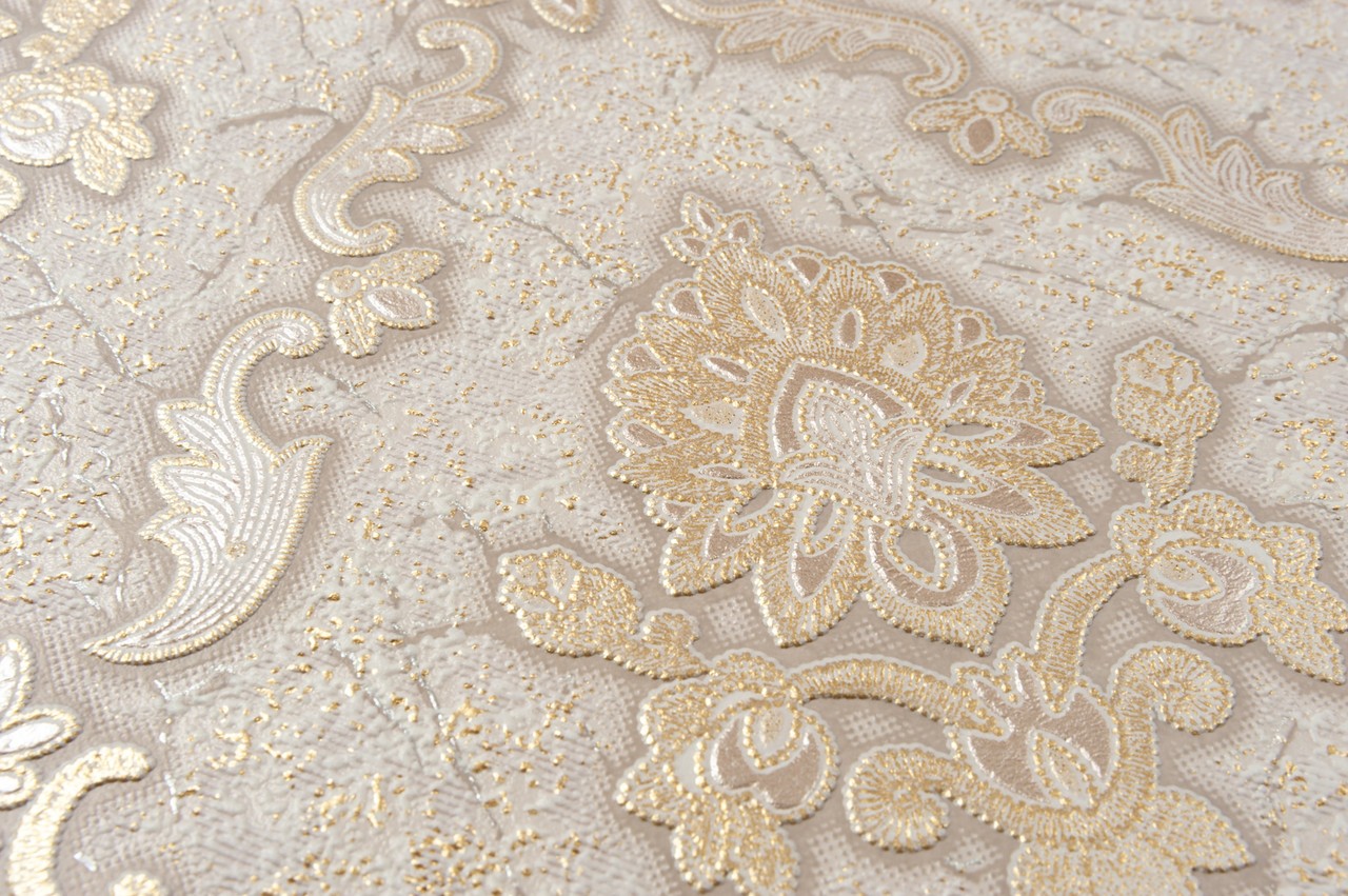 Vinyl Foam wallpaper on non-woven base Vinil Klein  DHS-1413/3 Golden Beige 10,05 x 1,06 m