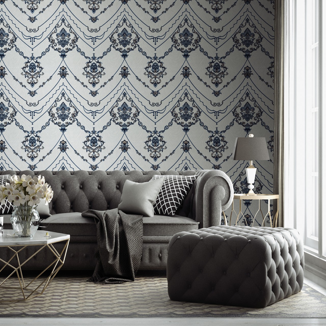 Vinyl Foam wallpaper on non-woven base Vinil Lankaran  DHS-1416/4 Golden Brown 10,05 x 1,06 m