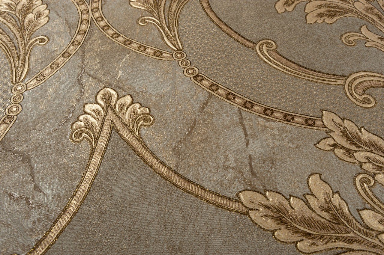 Hot Embossed wallpaper on Non-Woven Base Vinil Arona VIP9-1035 Olive 10,05 x 1,06 m