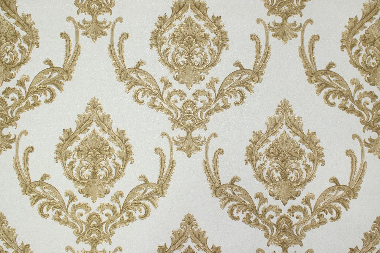 Hot Embossed wallpaper on Non-Woven Base Vinil Mersin PVIP 2-0871 Golden-White 10,05 x 1,06 m